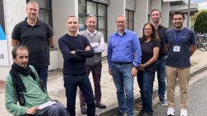 Scientists involved in the SILABUS project. From left to right: Benoît Chimier, Emmanuel d'Humières, John Lopez, Luc Bergé, Stefan Nolte, Inka Manek-Hönninger, Maxime Chambonneau, Namig Alasgarzade.